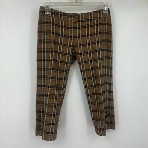Patrizia Pepe Plaid Cropped Pants Brown Tan Cream Womens 42